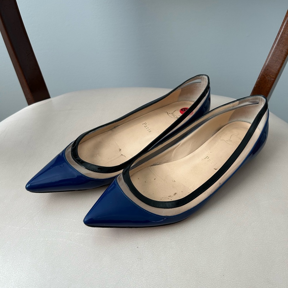 Christian Louboutin blue pointed toe flats